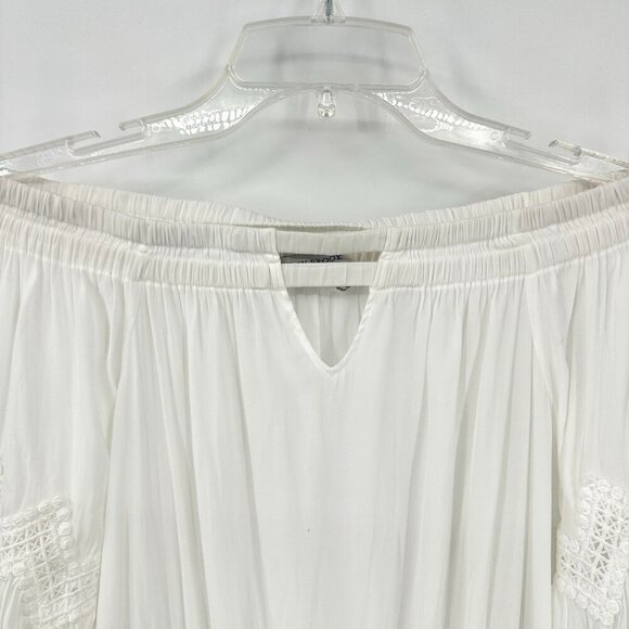 RAMY BROOK nico dress off the shoulder mini bell sleeve hippie boho white M - Picture 4 of 13